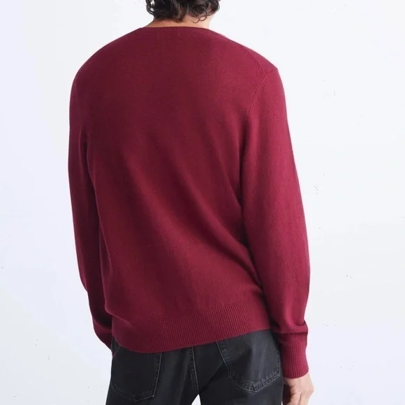 Calvin Klein CK Logo Wool blend Crewneck Classic Holiday Knit Sweater Wine sze M - Picture 2 of 10